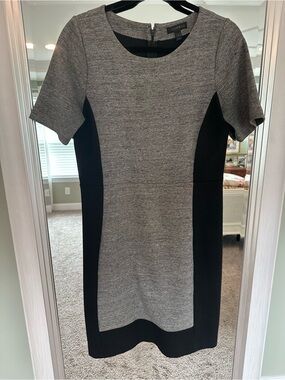 J. Crew Gray and Black Ponte Sheath Dress